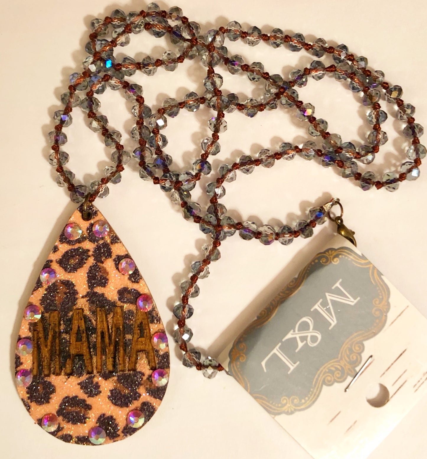 Leopard Wooden Mama Necklace