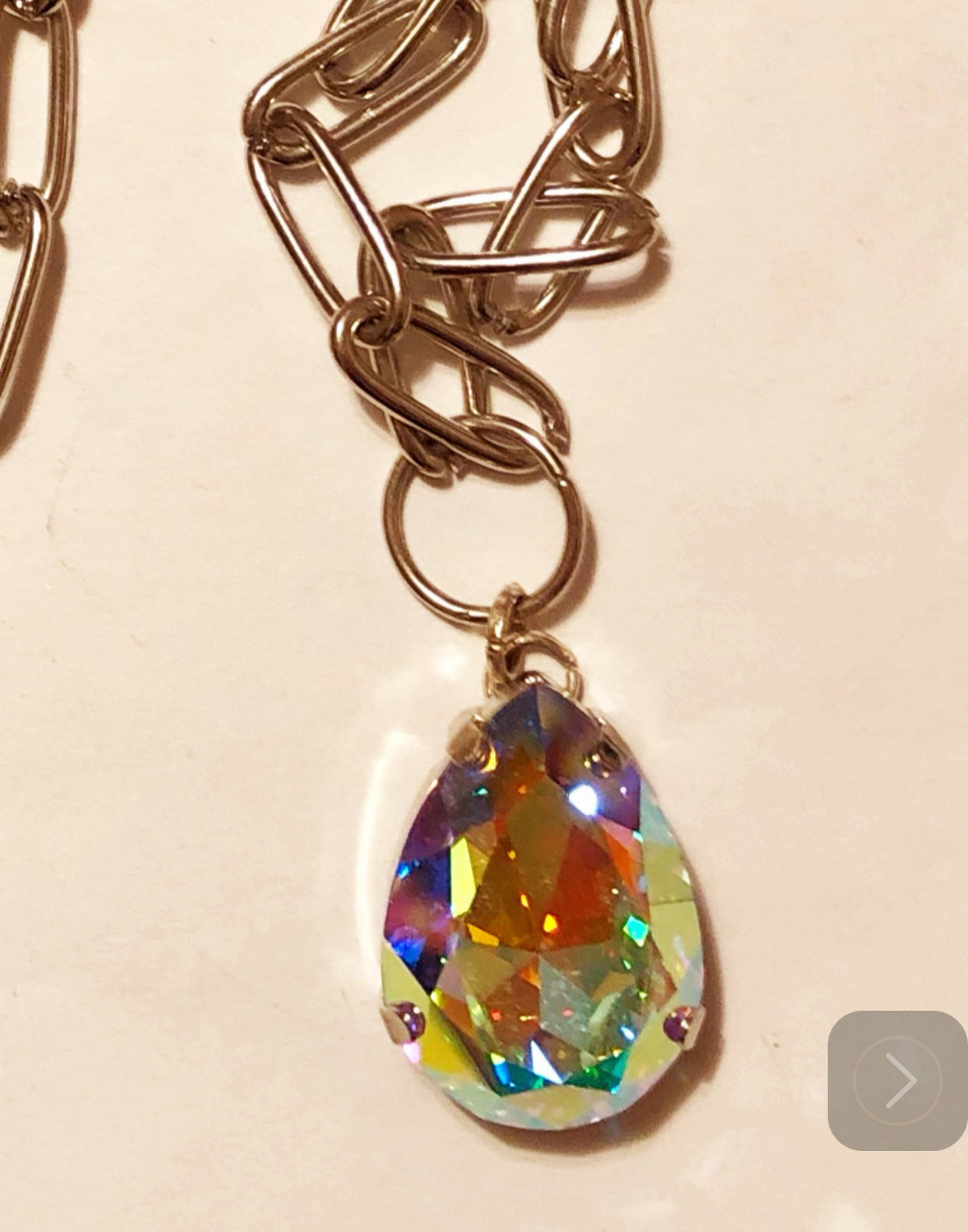 AB Large Teardrop Crystal Necklace