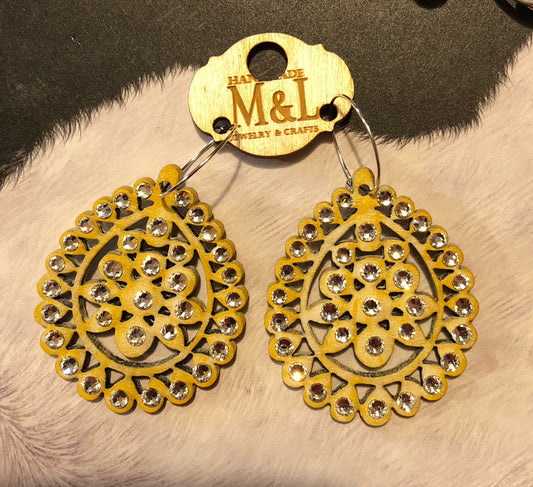 Yellow Wooden Santa Fe Earrings