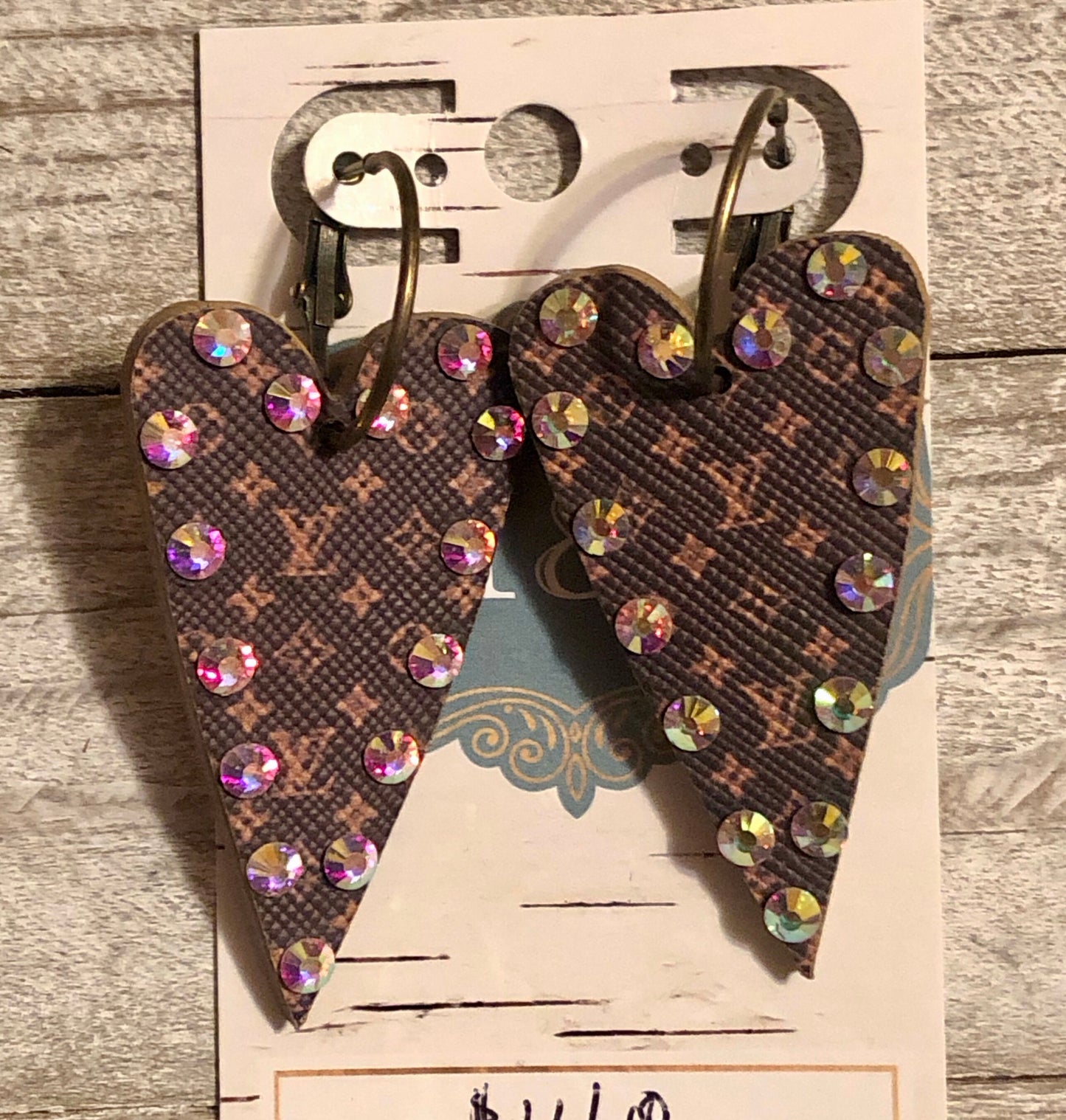 Heart Wooden AB Earrings