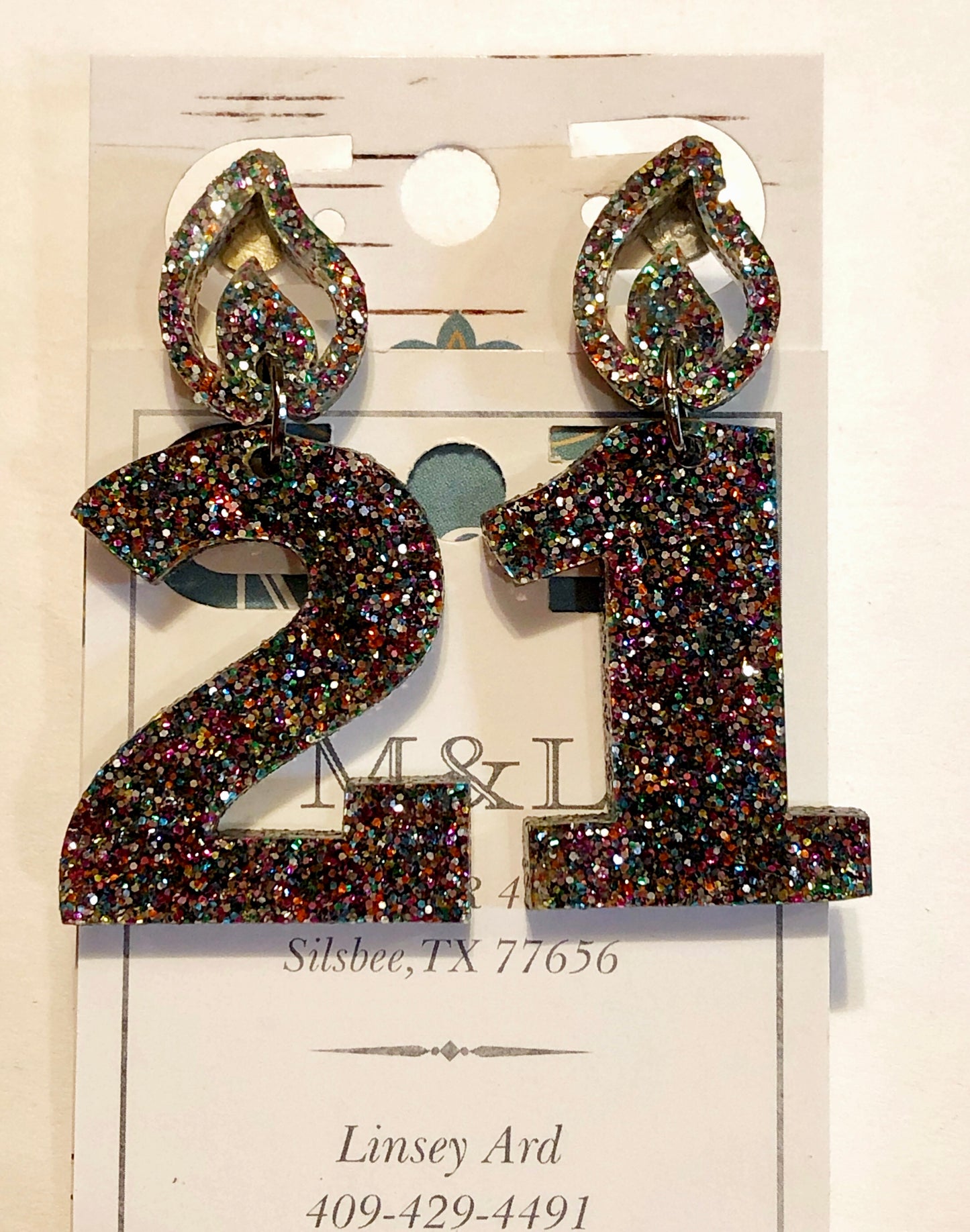 “21” Multi Color Acrylic Birthday Earrings