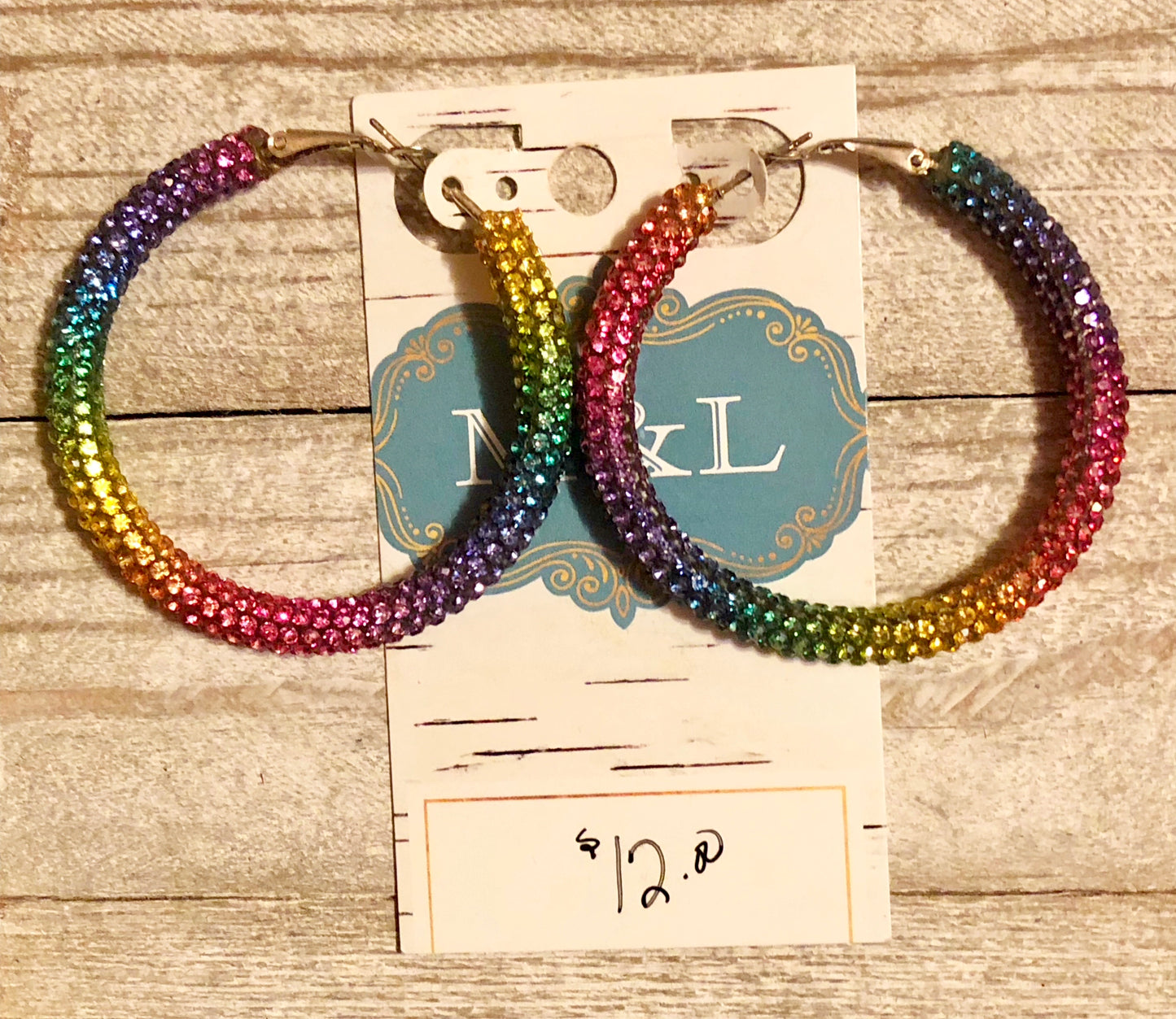 Rainbow Crystal Hoop Earrings