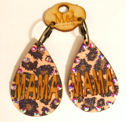 Leopard Wooden Mama Earrings