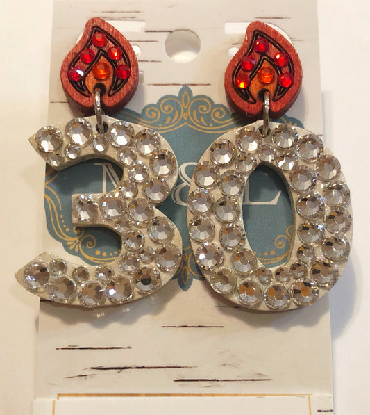 “30” Birthday Earrings