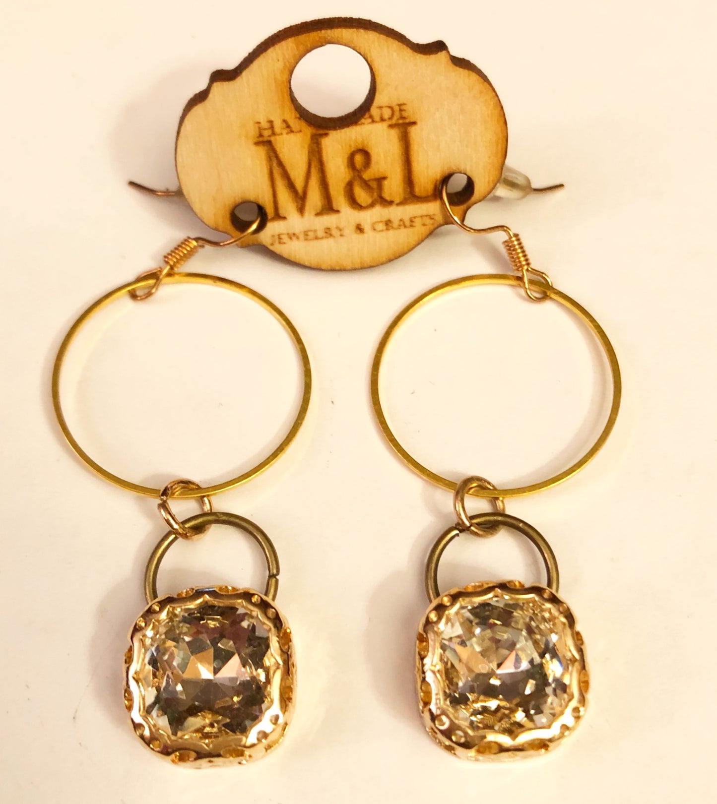 Clear Crystal/Gold Dangle Earrings