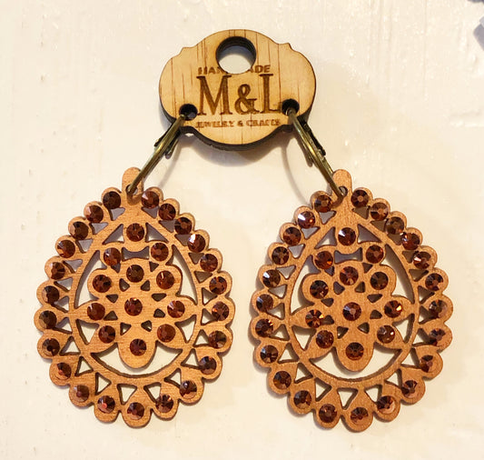 Rose Gold Wooden Santa Fe Earrings