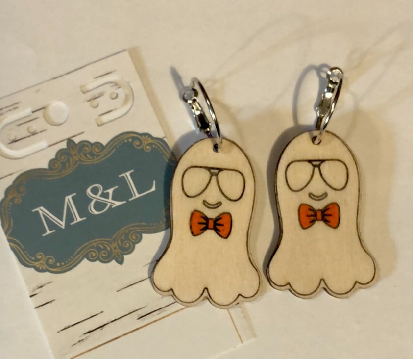 Wooden Ghost Earrings