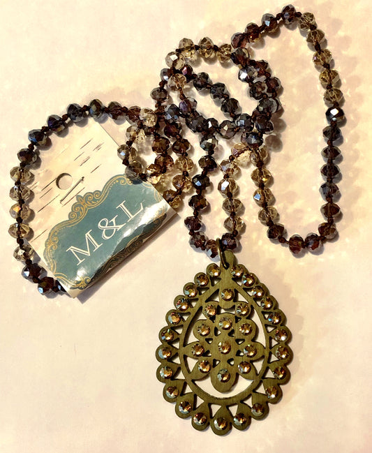 Olive Green Wooden Santa Fe Necklace