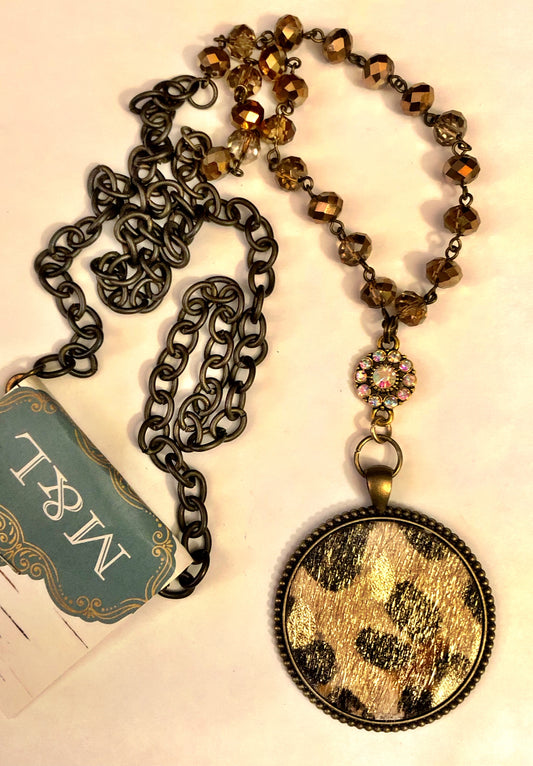 Leopard/Gold HOH Pendant Necklace