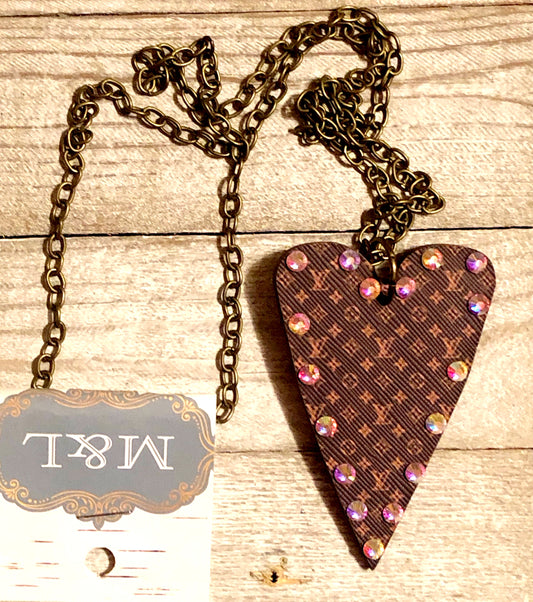 Heart Wooden AB Necklace