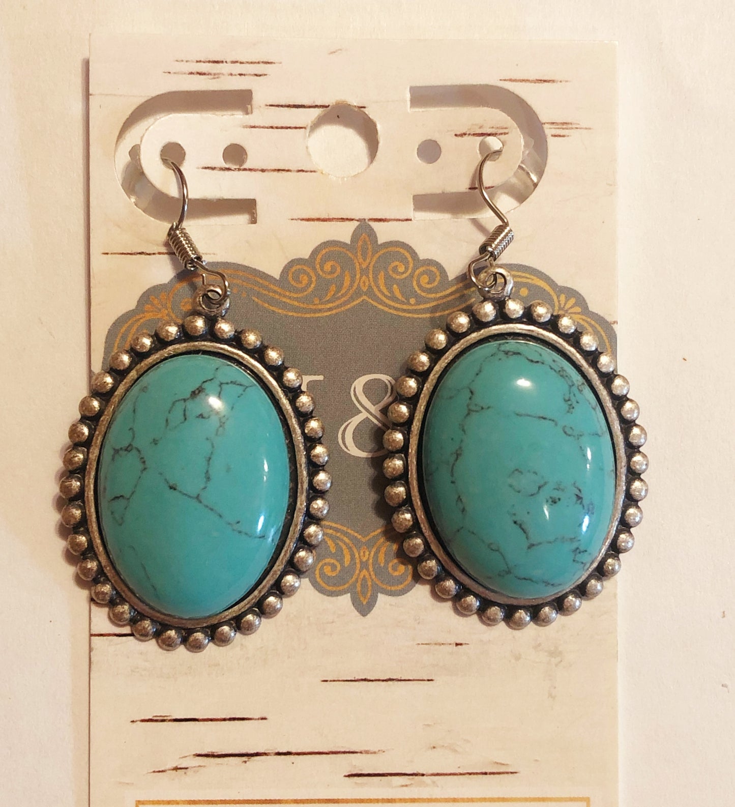 Medium Turquoise Oval Earrings