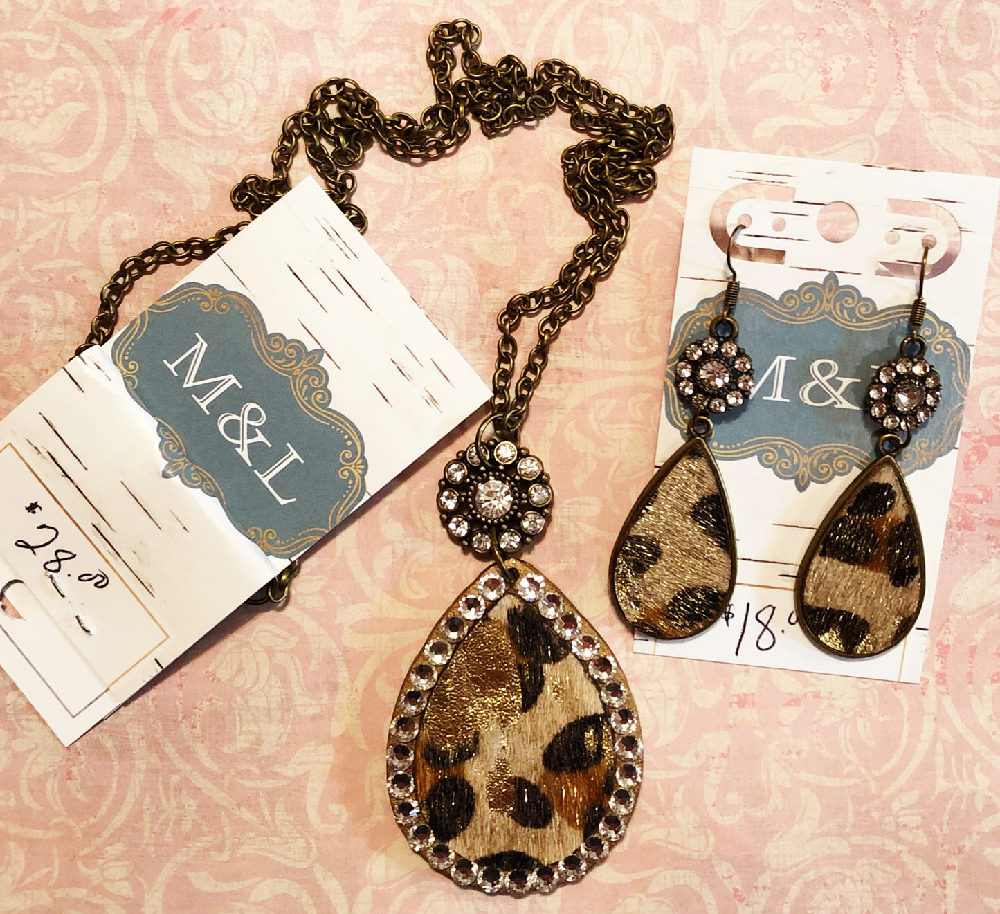 Leopard Hide On Hair Teardrop Necklace