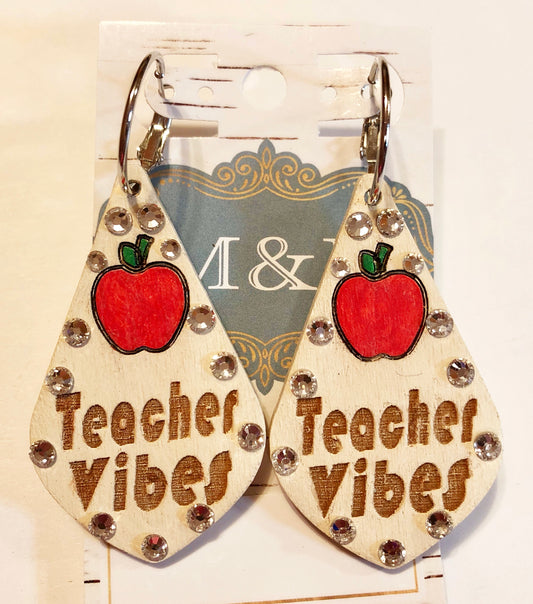 Wooden Teacher Vibes Earrings