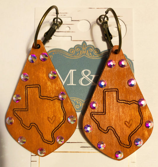 Wooden Texas Earrings