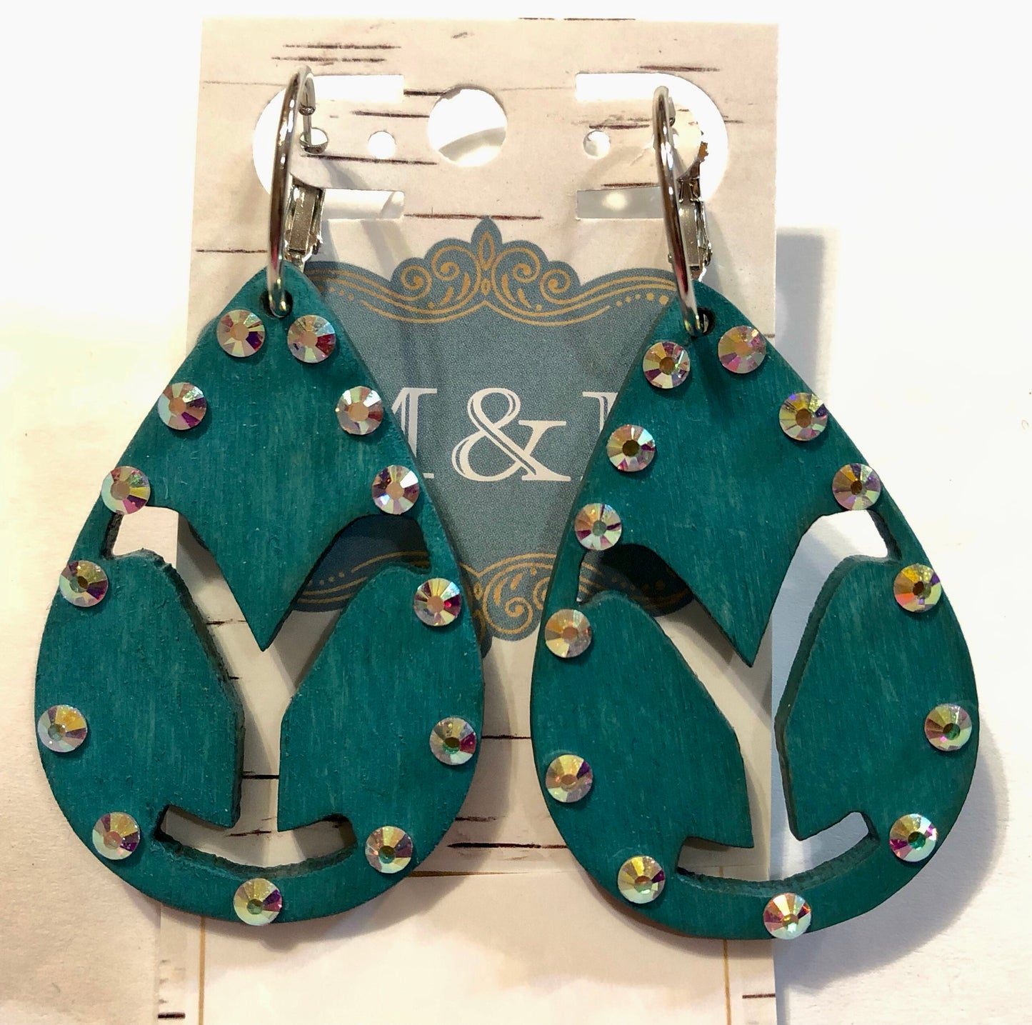 Wooden Yellowstone Turquoise/AB Earrings