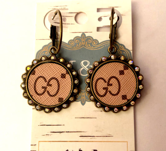 Round Bronze Design Pendant Earrings