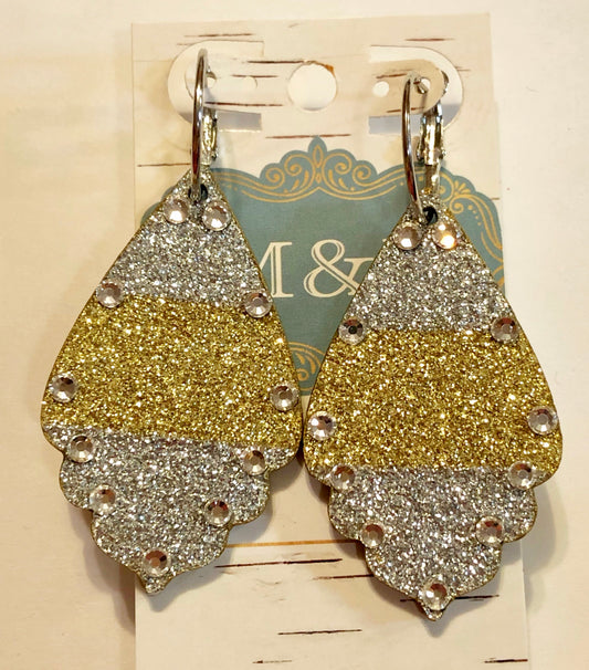 Wooden Gold/Silver Glitter Earrings