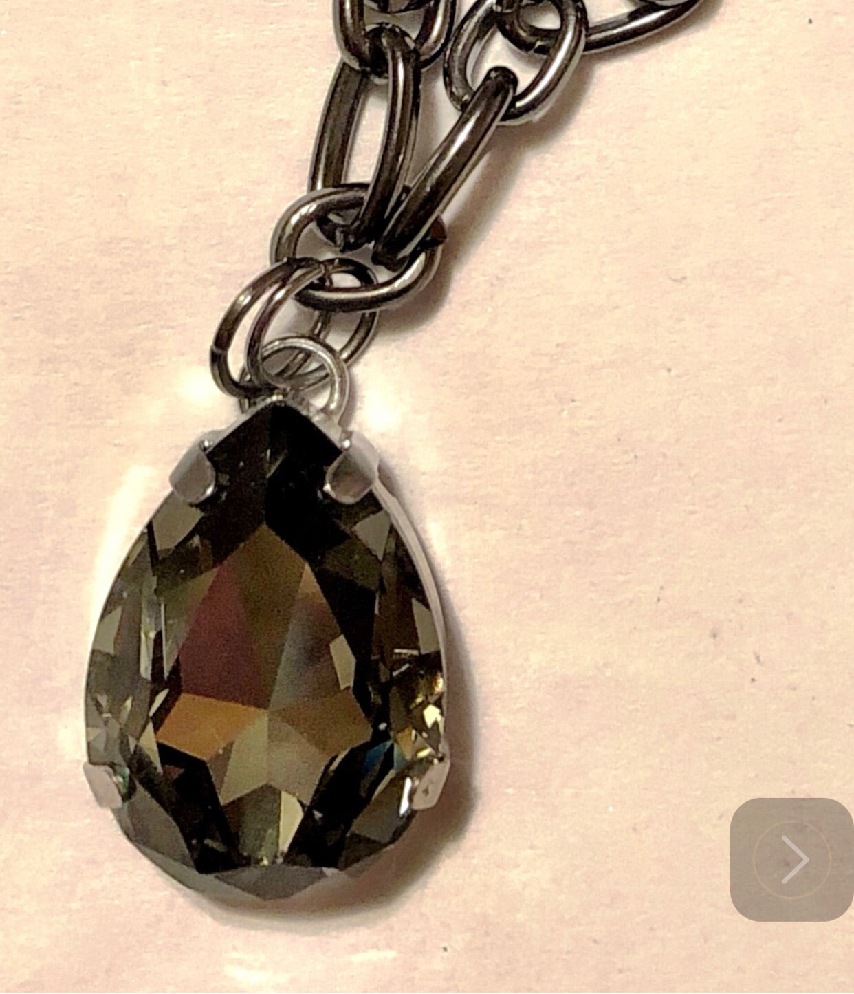 Black Diamond Large Teardrop Crystal Necklace