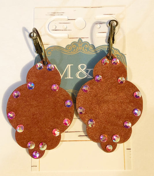 Wooden Velvet Dusty Pink Damask Earrings