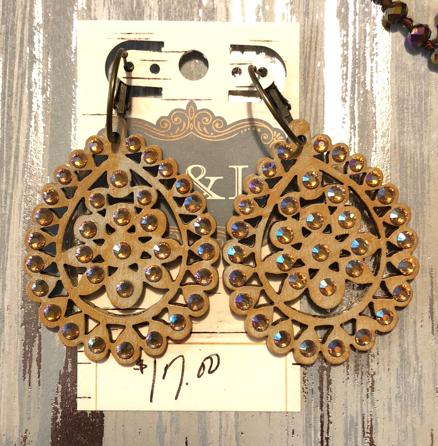 Topaz AB Wooden Santa Fe Earrings